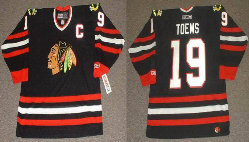 2019 Men Chicago Blackhawks 19 Toews black CCM NHL jerseys